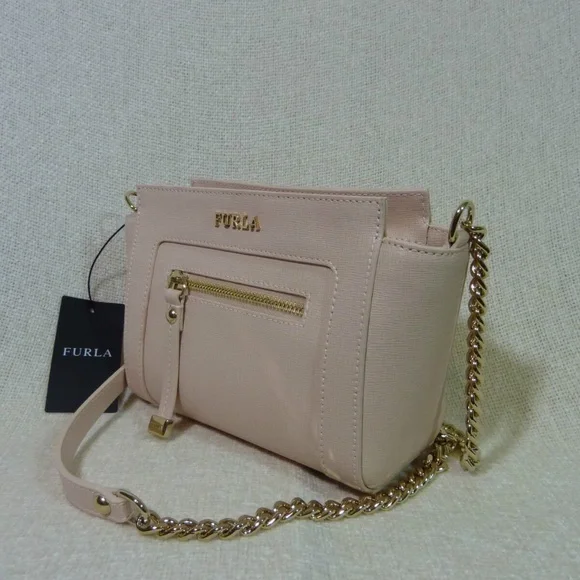 NEW FURLA Pink Leather Mini Ginevra Small Crossbody Bag AUTHENTIC FURLA MINI BAG